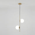 Dual Globe Pendant Light, Gold Iron Frame With Frosted Glass, 12-Inch