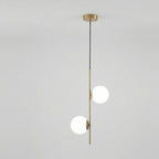 Dual Globe Pendant Light, Gold Iron Frame With Frosted Glass, 12-Inch