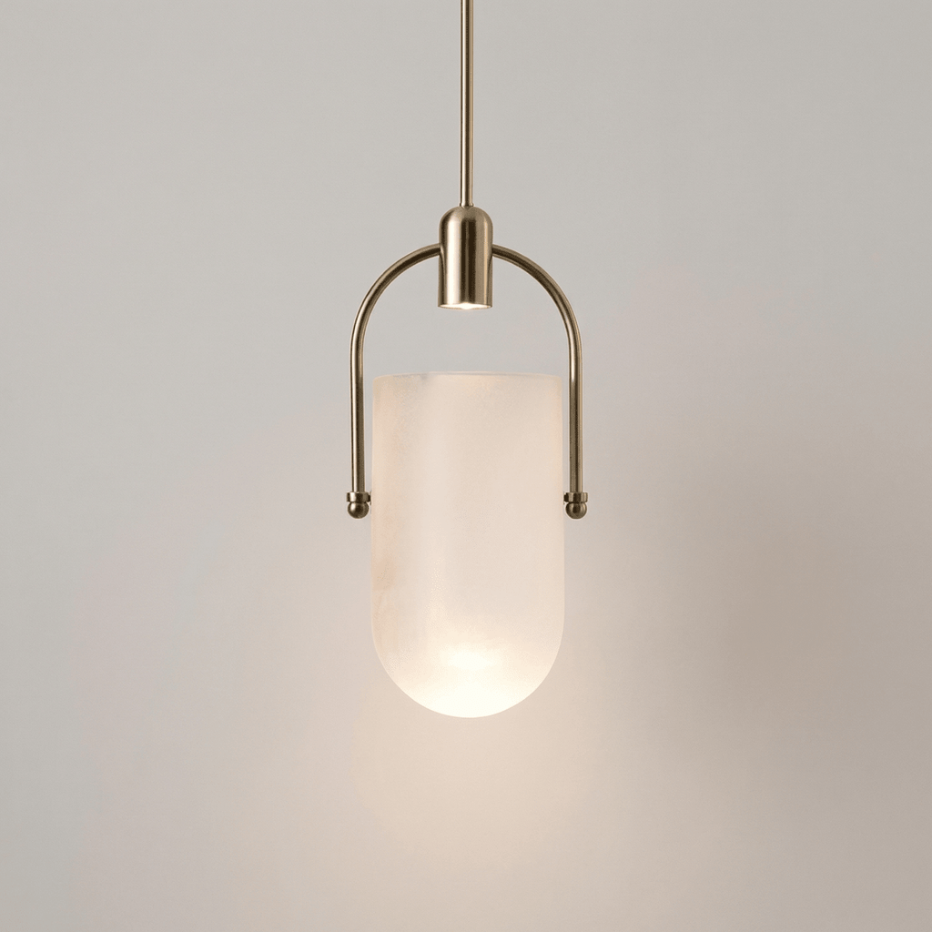 Candeeiro de Teto em Vidro com Cabeça Única Estilo Vela, 24 Polegadas Design Nórdico