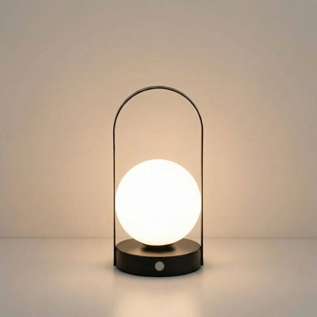 Frosted Globe LED Table Lamp With Metal Frame, 15-Inch Desk Light