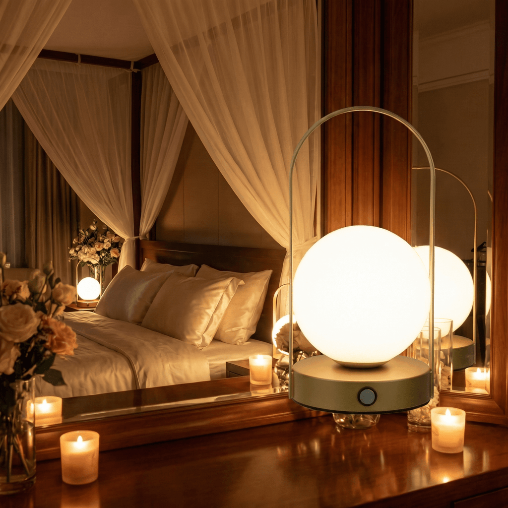 Frosted Globe LED Table Lamp With Metal Frame, 15-Inch Desk Light