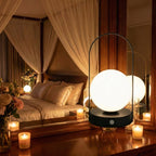 Frosted Globe LED Table Lamp With Metal Frame, 15-Inch Desk Light