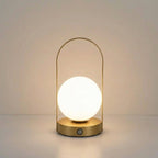 Frosted Globe LED Table Lamp With Metal Frame, 15-Inch Desk Light