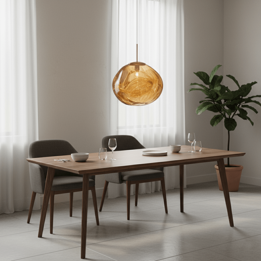 Modern lava pendant light with smoky gray molten shade