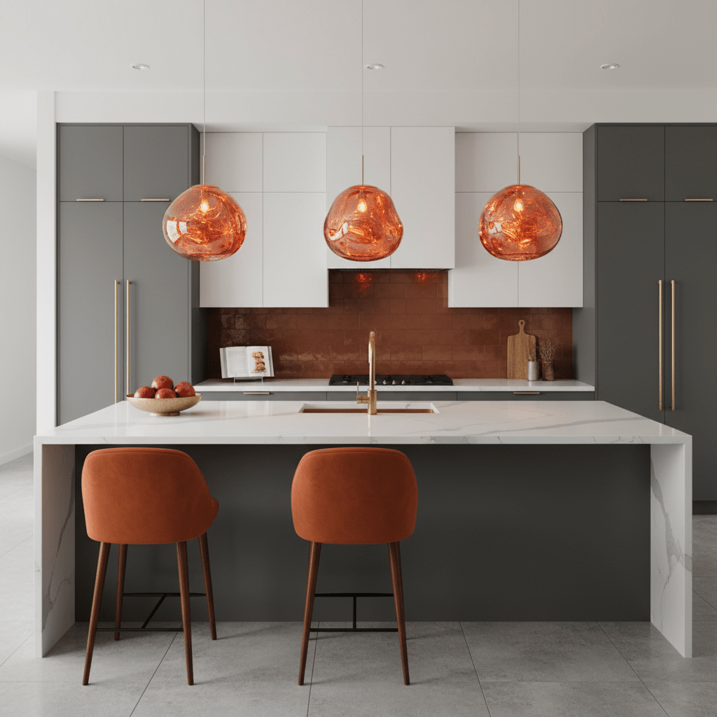 Modern lava pendant light with silver mirror-effect shade