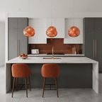 Modern lava pendant light with silver mirror-effect shade
