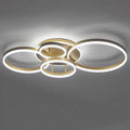 LED Ceiling Light With Interlocking Ring Design, Metal Fixture, 24-Inch Diameter
