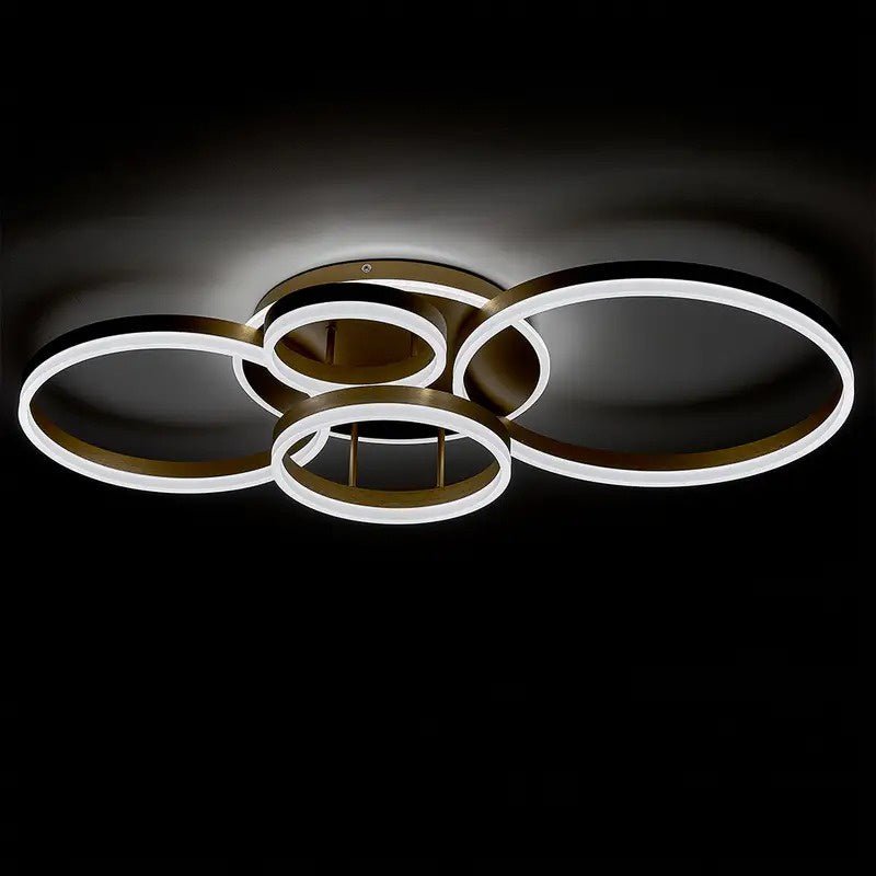 LED Ceiling Light With Interlocking Ring Design, Metal Fixture, 24-Inch Diameter