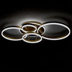 LED Ceiling Light With Interlocking Ring Design, Metal Fixture, 24-Inch Diameter