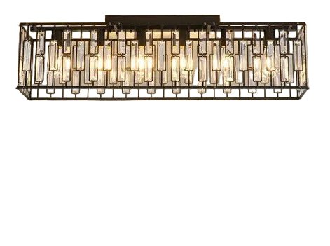Rektangulært burloftslampe med krystalaccenter, 24 x 12 tommer