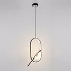 Suspension ovale sculpturale avec lumière LED chaude, hauteur réglable
