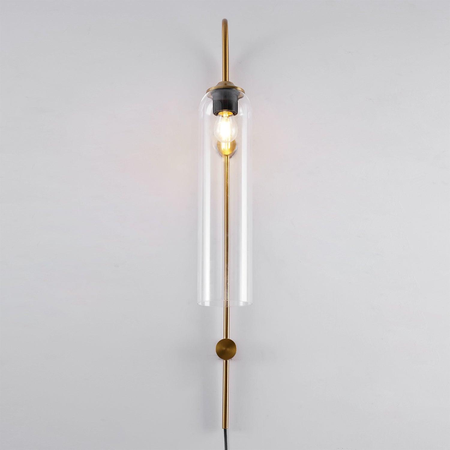 glass wall lamp close lifestyle shot of the frame and lit glass