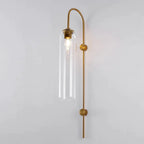 Modern glass wall lamp detail of the arm and mounting plate