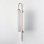 Modern glass wall lamp lifestyle shot with warm glow