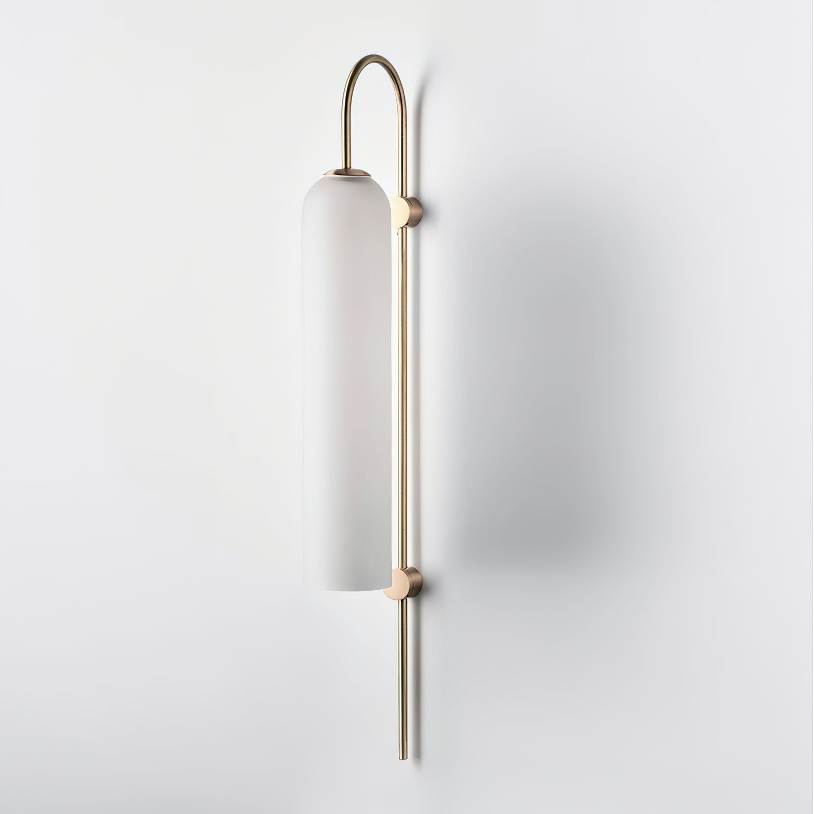 Modern glass wall lamp lifestyle shot with warm glow