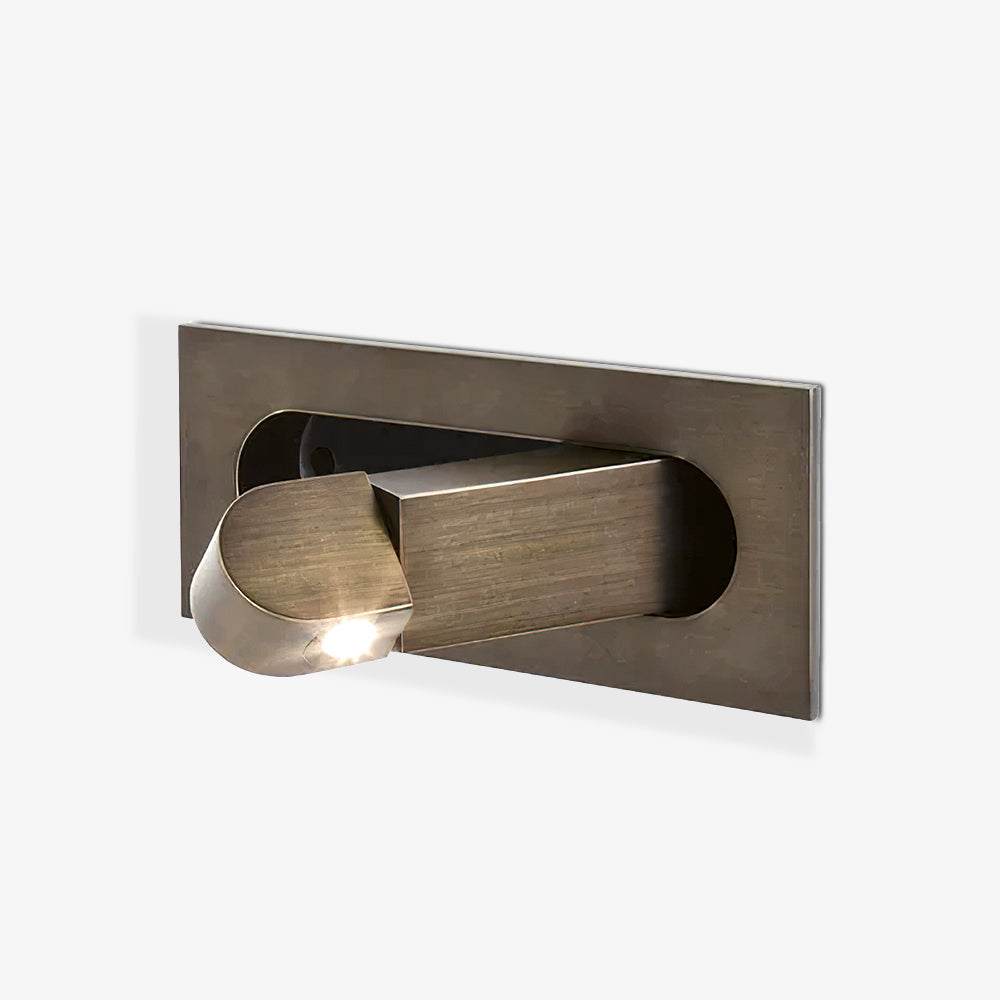 Modern LED bedside reading light glowing warm white at the headboard