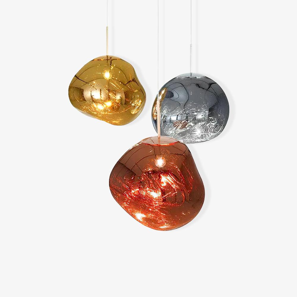 Lava pendant light with twisted ceiling rose and molten shade