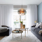 Lava pendant lamp shown with chrome body finish