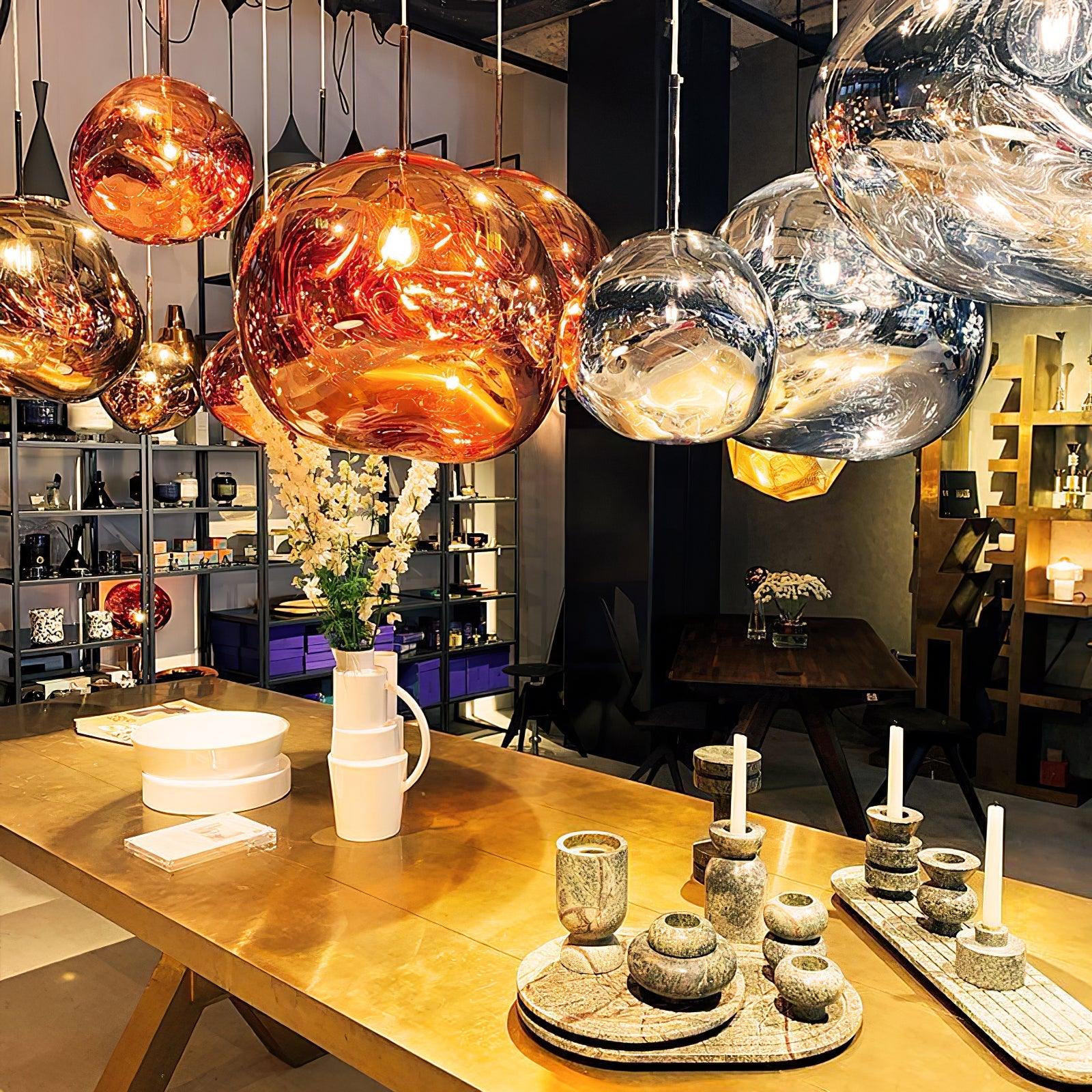 Lava pendant light hanging on a long plug-in swag cord