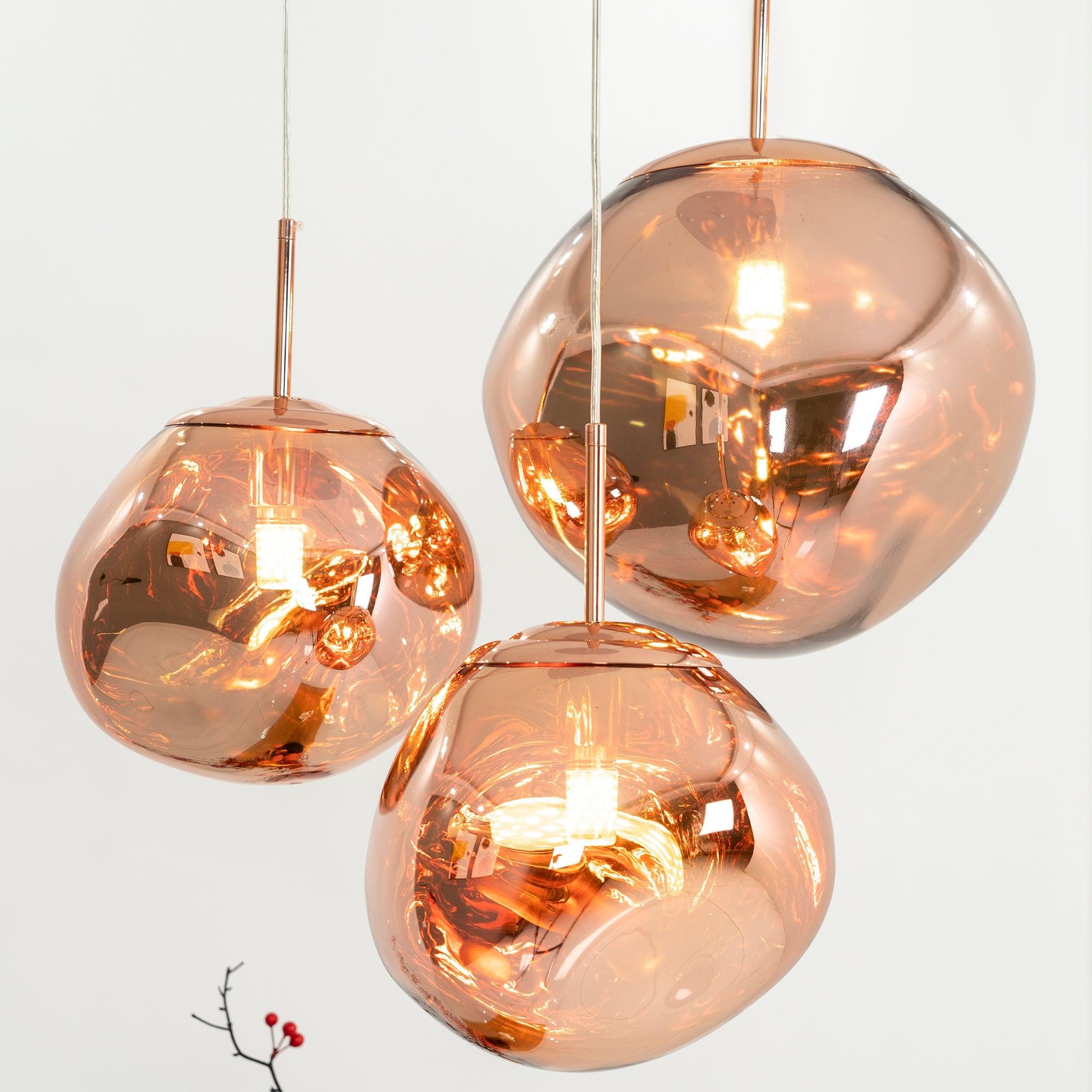 Suspension, abat-jour miroir en PVC lave en fusion, prise secteur, E27