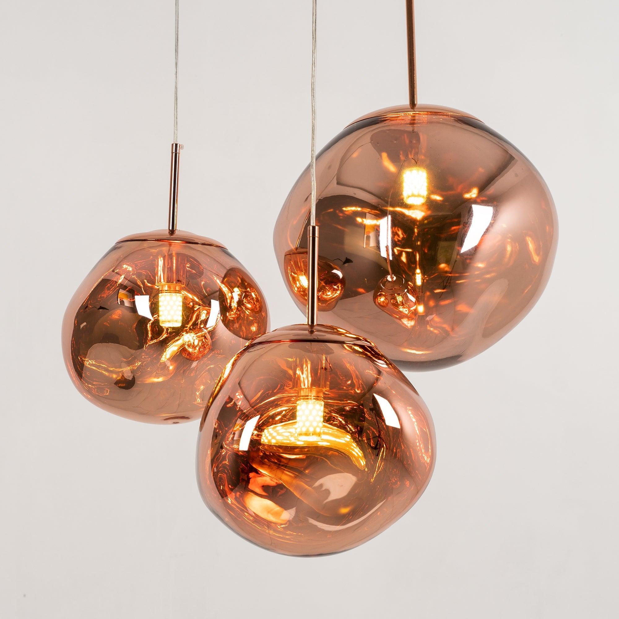Suspension, abat-jour miroir en PVC lave en fusion, prise secteur, E27