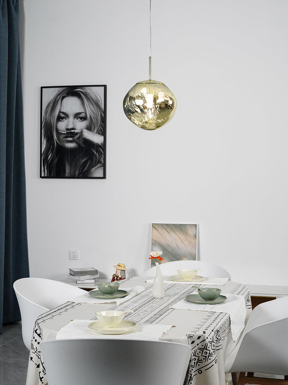 Suspension, abat-jour miroir en PVC lave en fusion, prise secteur, E27