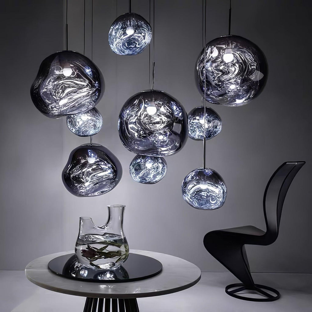 Suspension, abat-jour miroir en PVC lave en fusion, prise secteur, E27