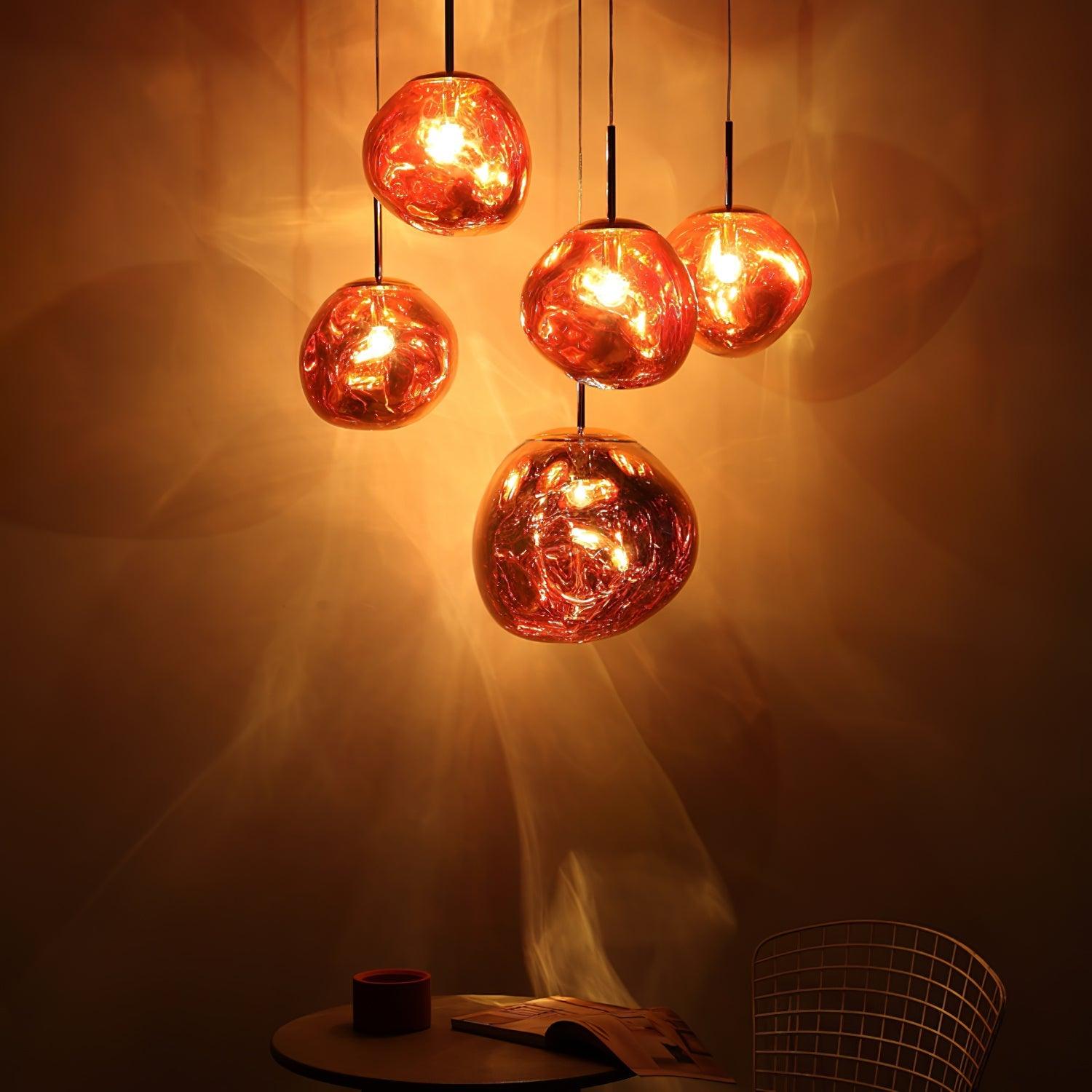 Suspension, abat-jour miroir en PVC lave en fusion, prise secteur, E27