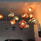 Suspension, abat-jour miroir en PVC lave en fusion, prise secteur, E27
