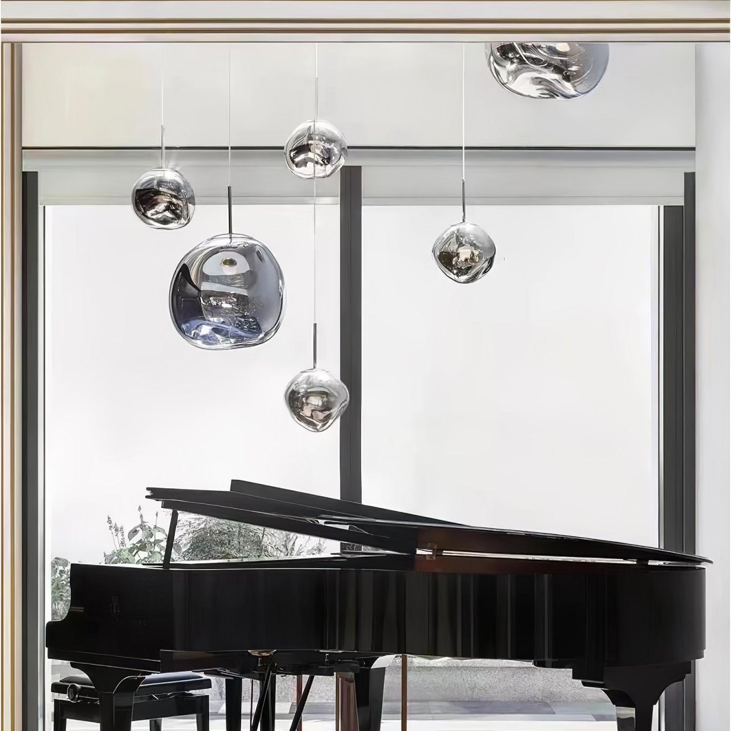 Suspension, abat-jour miroir en PVC lave en fusion, prise secteur, E27