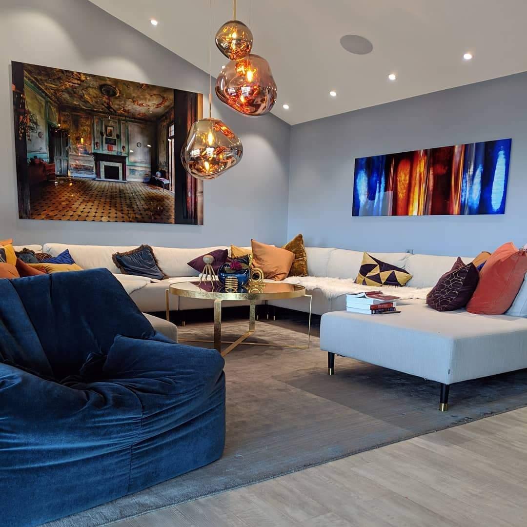 Molten PVC pendant light shade with a mirror-bright surface