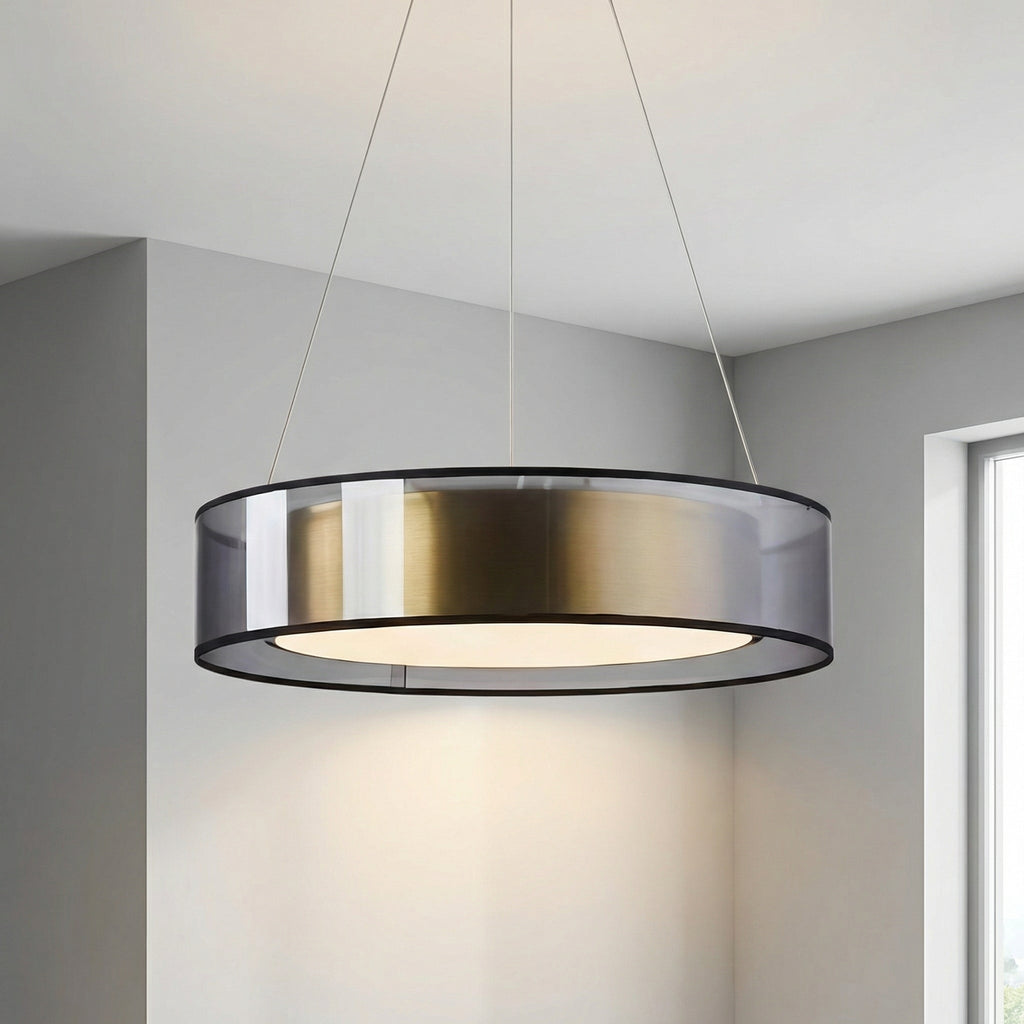 Suspended Pendant Light In Rose Gold, Adjustable Height Design