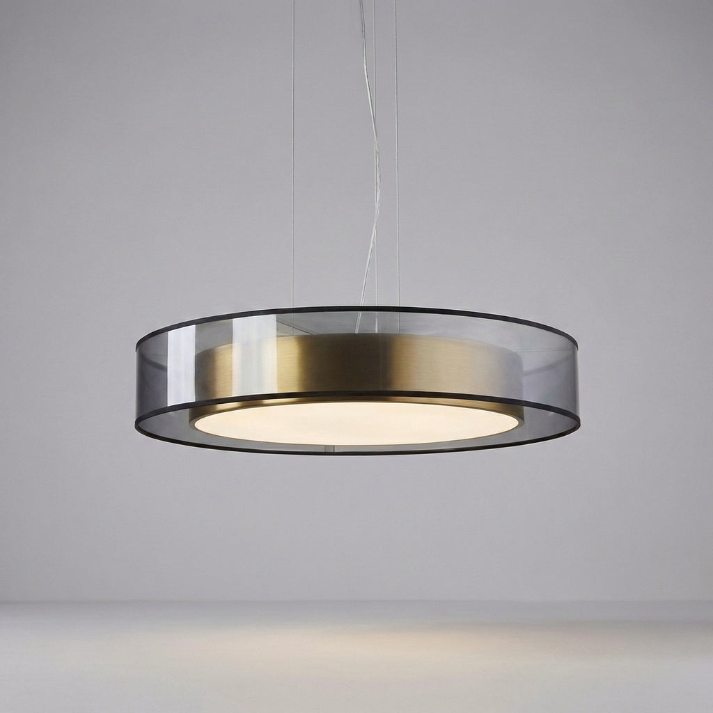 Suspended Pendant Light In Rose Gold, Adjustable Height Design