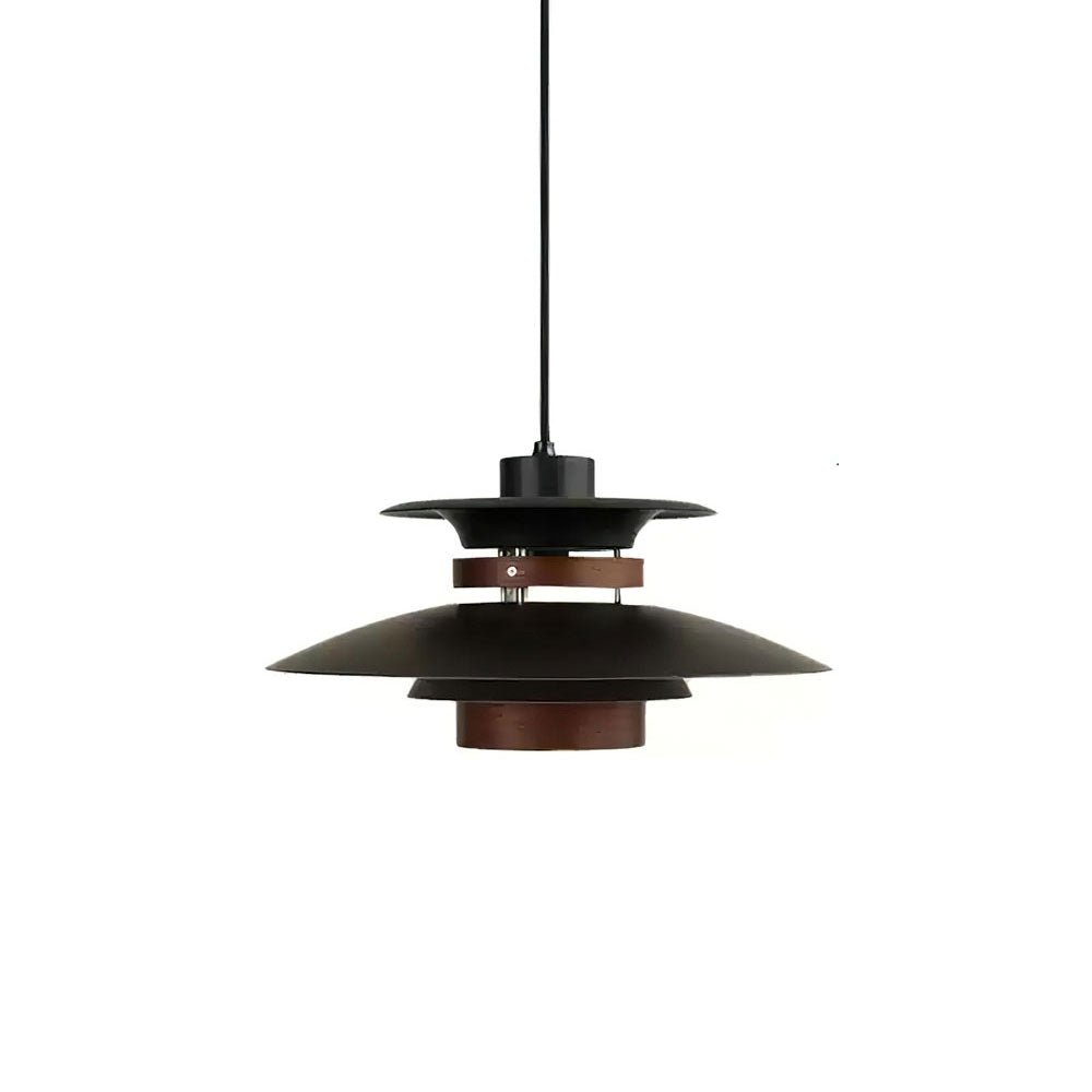 A black Clérachic pendant on a black cord, unlit, against a plain white backdrop.