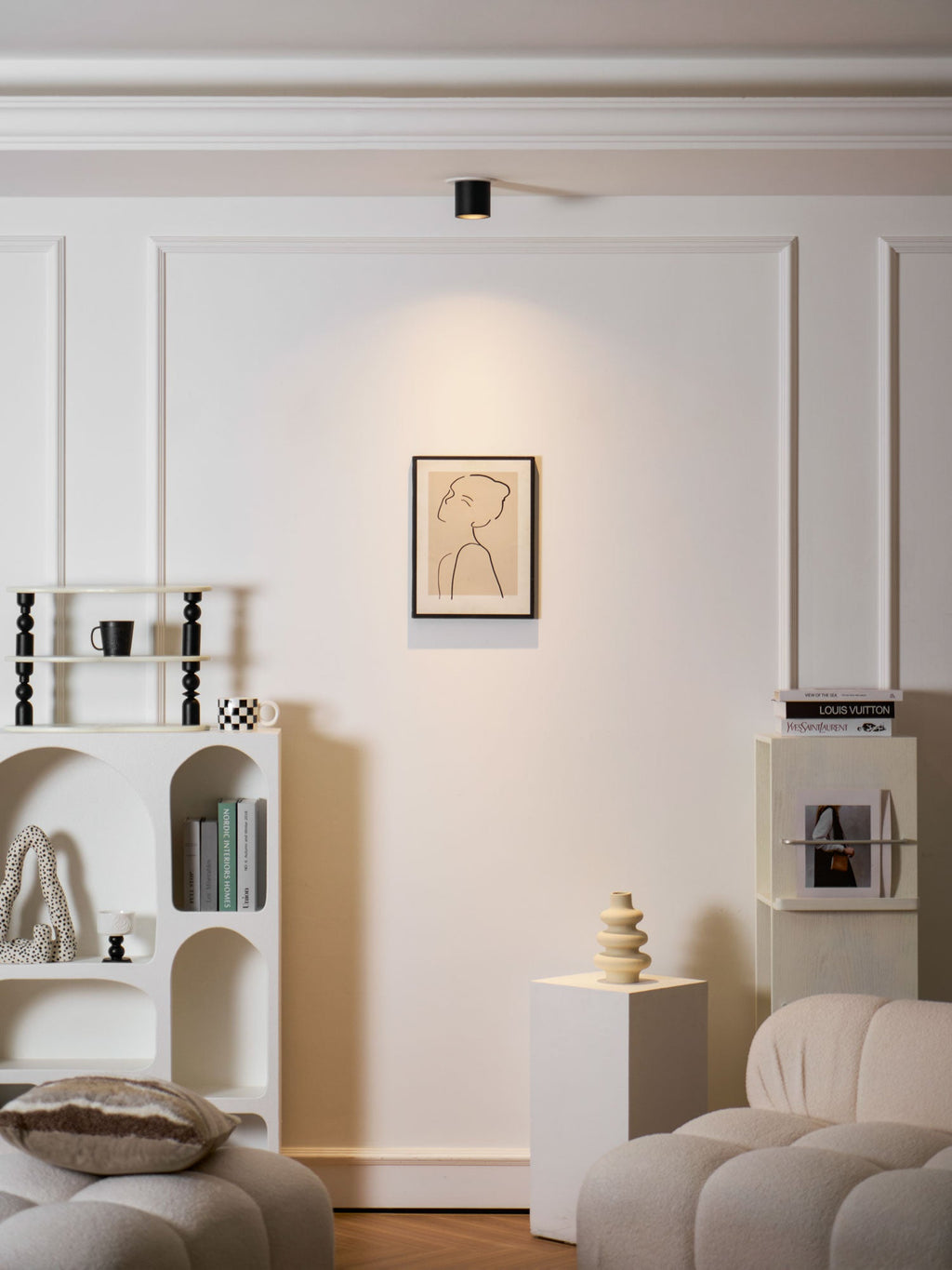 Modupoint ceiling light mounted on a wall as an accent light