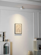 Modupoint ceiling light with a deep ridged rim mounted on a modern ceiling