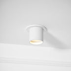 Modupoint ceiling light close detail of the ridged rim and flat acrylic lens