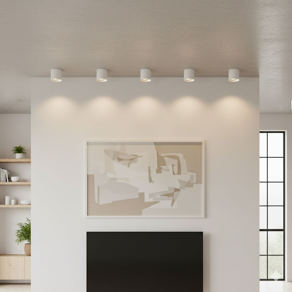 Modupoint ceiling light mounted on a wall as an accent light