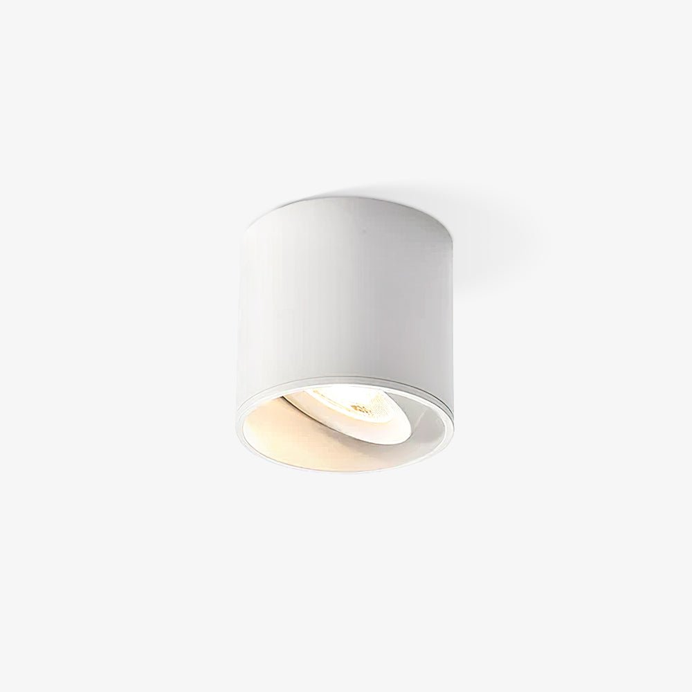 Modupoint ceiling light close detail of the ridged rim and flat acrylic lens