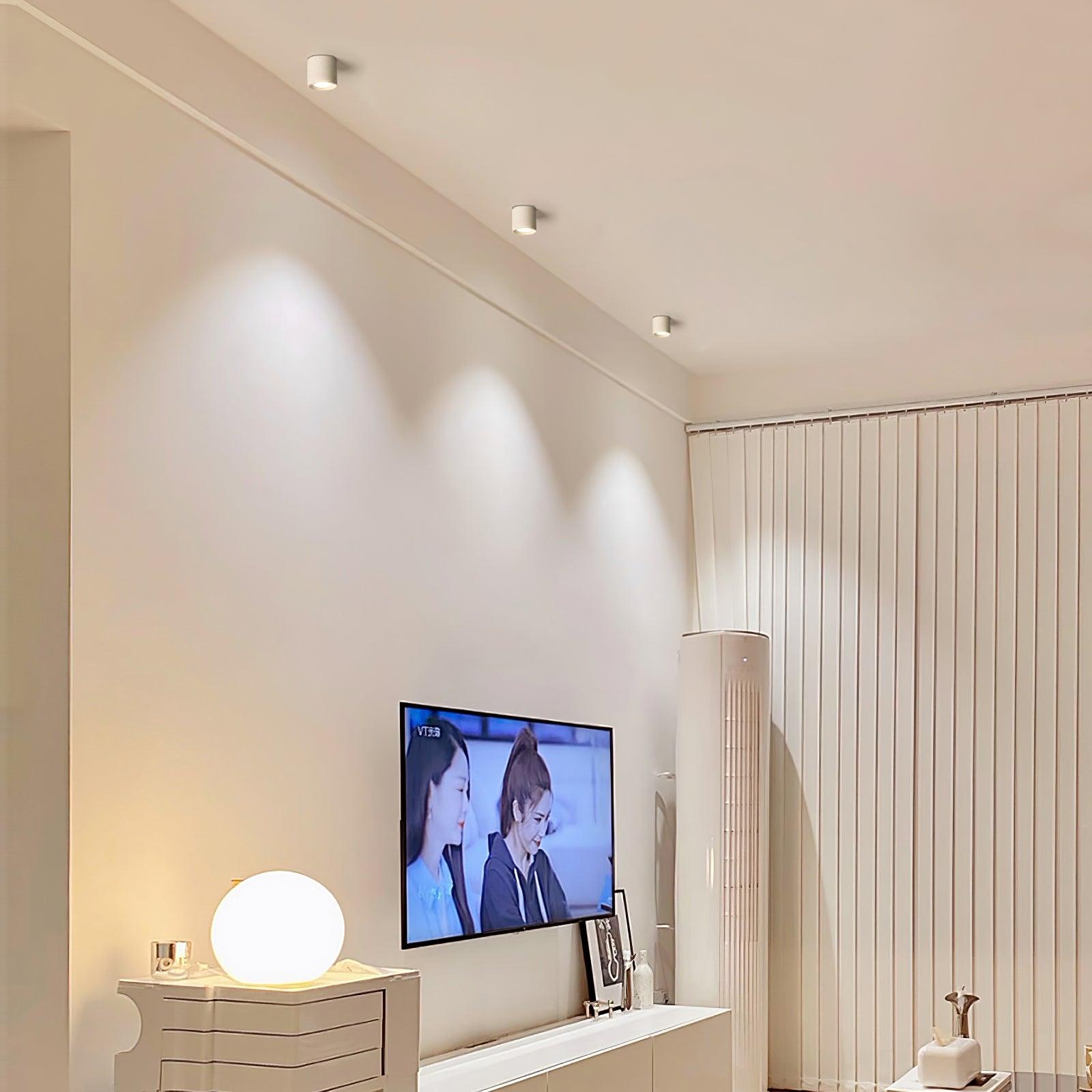 Modupoint ceiling light in black showing its compact architectural profile