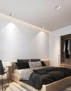 Modupoint ceiling light in black showing its compact architectural profile