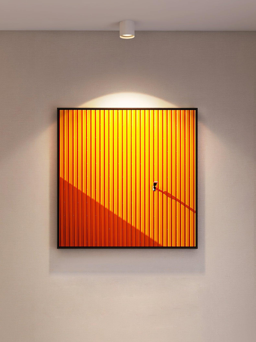 Modupoint ceiling light with a deep ridged rim mounted on a modern ceiling