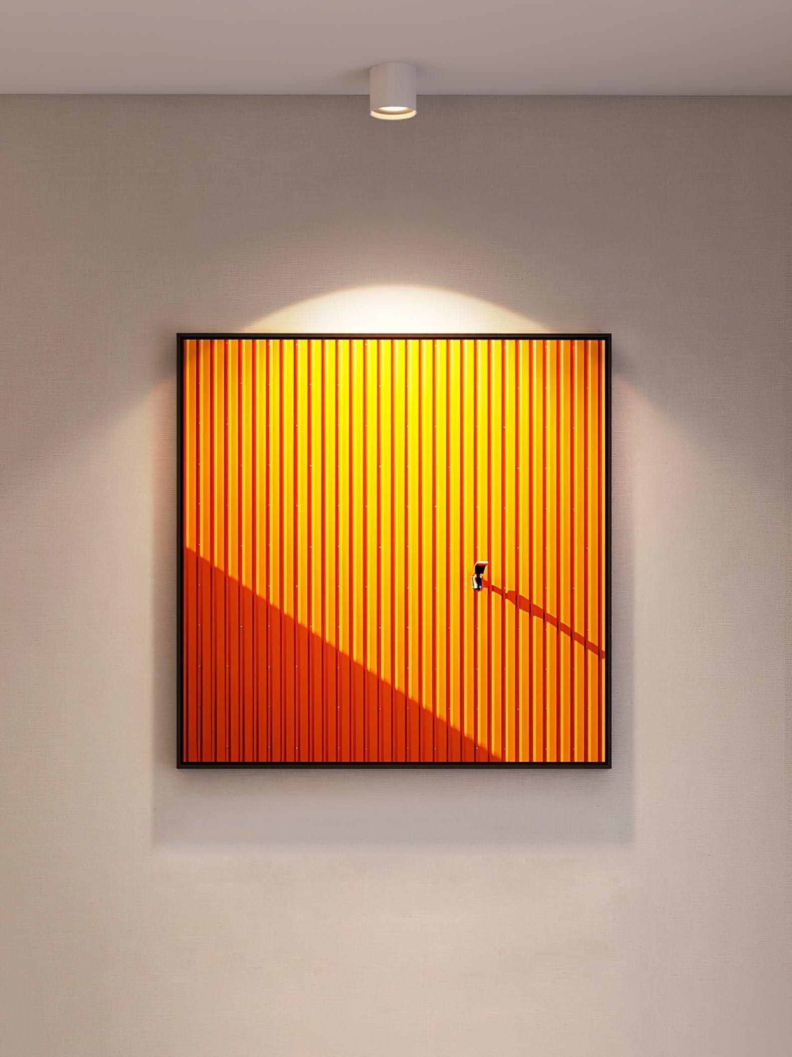 Modupoint ceiling light with a deep ridged rim mounted on a modern ceiling