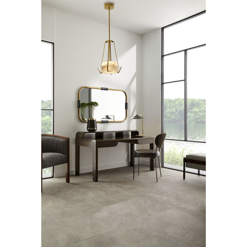 Alabaster Pendant Lamp With Iron Frame, Warm or Cool Light, Avlireth