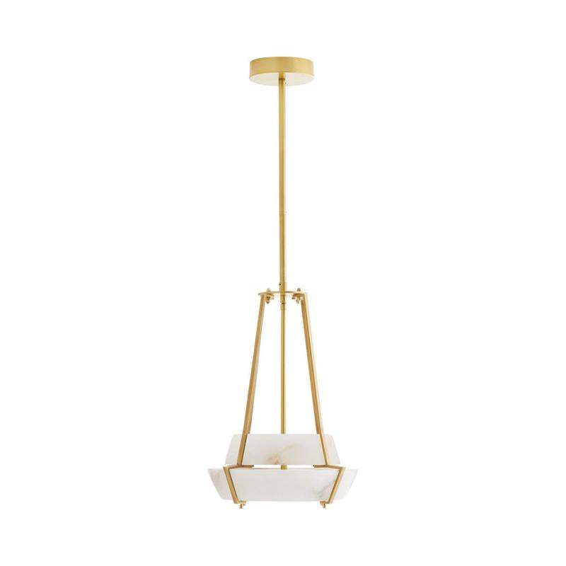 Alabaster Pendant Lamp With Iron Frame, Warm or Cool Light, Avlireth