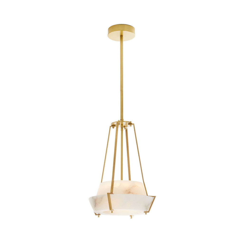 Alabaster Pendant Lamp With Iron Frame, Warm or Cool Light, Avlireth