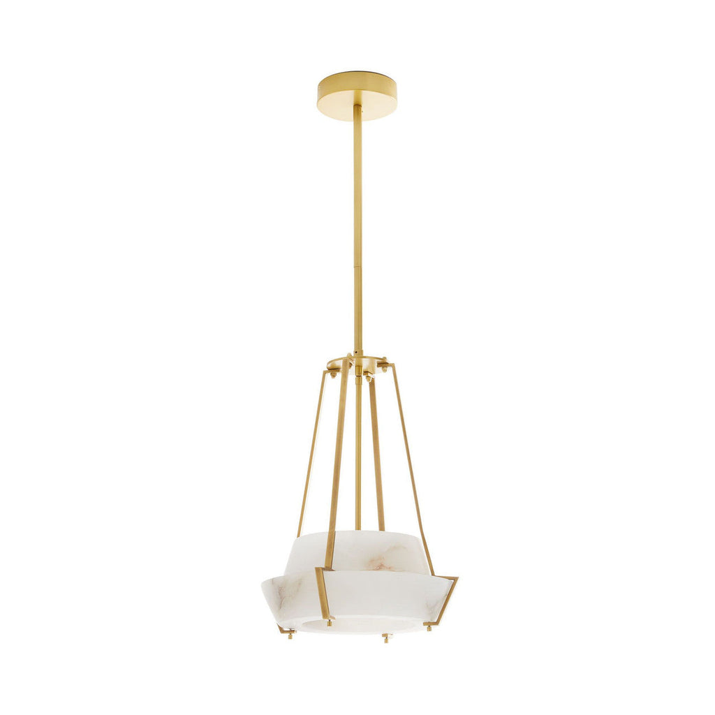 Alabaster Pendant Lamp With Iron Frame, Warm or Cool Light, Avlireth