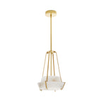 Alabaster Pendant Lamp With Iron Frame, Warm or Cool Light, Avlireth