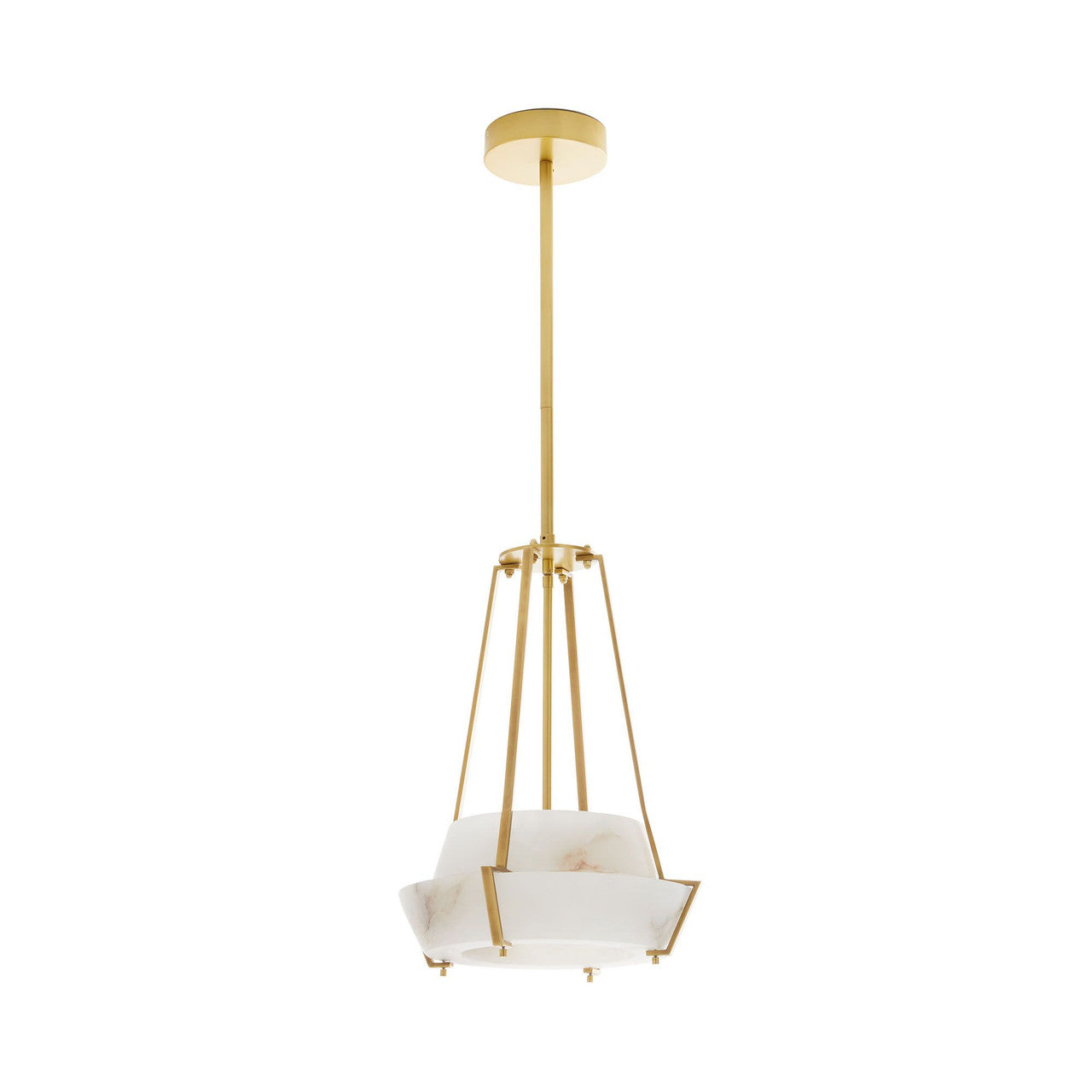 Alabaster Pendant Lamp With Iron Frame, Warm or Cool Light, Avlireth