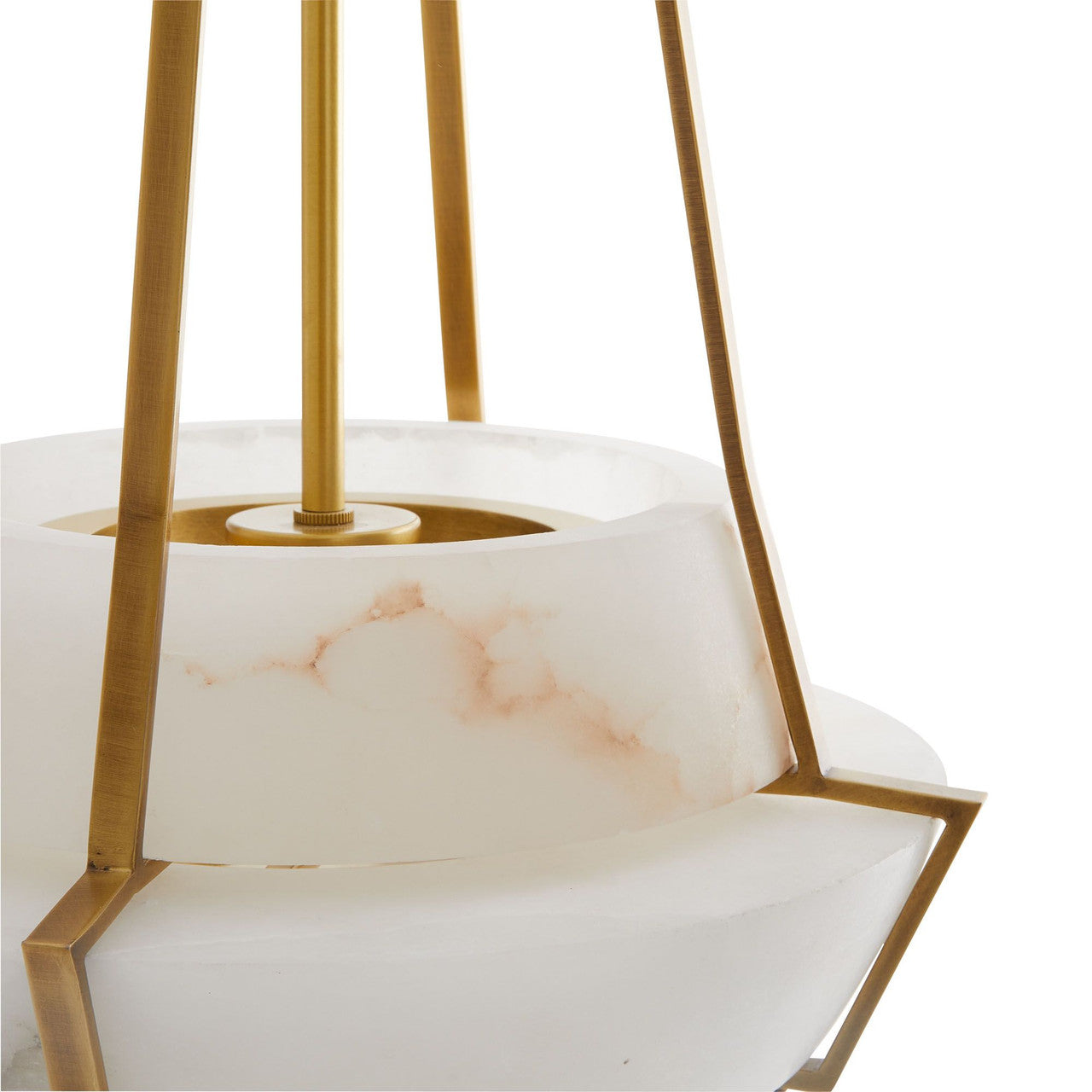 Alabaster Pendant Lamp With Iron Frame, Warm or Cool Light, Avlireth
